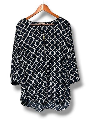 [Roz & Ali] Navy Patterned Blouse